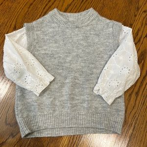 Zara toddler grey and white eyelet sweater